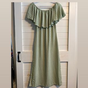 Light Green and White Polka Dotted Dress